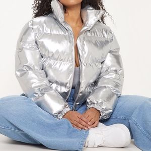 plus size vinyl puffer jacket